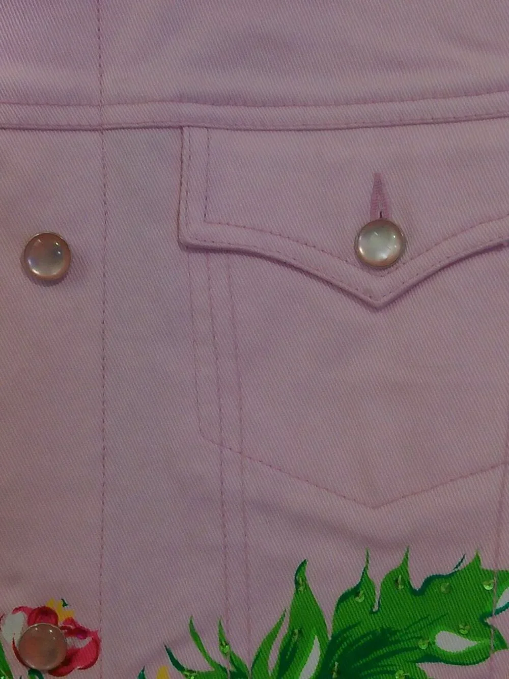 DIANE'S ESSENTIALS Pink Denim Jacket Size Large - Picture 6 of 11